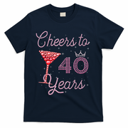 Cheers To 40 Years 40th Birthday 40 Years Old Bday T-Shirt - Navy