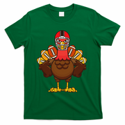 Cool Thanksgiving Football Gobble Player Turkey Gift T-Shirt - Green