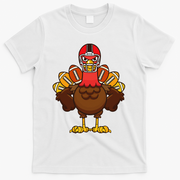 Cool Thanksgiving Football Gobble Player Turkey Gift T-Shirt - White