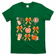 Coquette Teacher Game Day Fall Autumn Book Coffee T-Shirt - Green