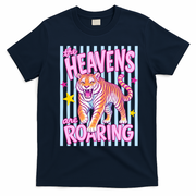 Colorful Tiger Heavens Roaring Quote Retro T-Shirt - Navy Blue