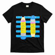 Coastal Teacher Pencils Stripes Back To School Gift T-Shirt - Black