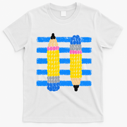 Coastal Teacher Pencils Stripes Back To School Gift T-Shirt - White