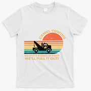 Camel Towing Retro Adult Humor Saying Funny T-Shirt - White