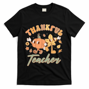 Cute Thanksgiving Thankful Teacher T-Shirt - Black