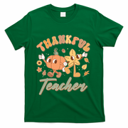 Cute Thanksgiving Thankful Teacher T-Shirt - Green