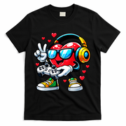 Cool Valentine's Day Gamer Heart Love Gaming T-Shirt - Black
