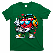 Cool Valentine's Day Gamer Heart Love Gaming T-Shirt - Green