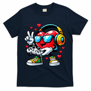 Cool Valentine's Day Gamer Heart Love Gaming T-Shirt - Navy