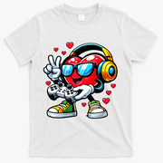 Cool Valentine's Day Gamer Heart Love Gaming T-Shirt - White
