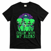 Chillin With My Aliens Group Halloween T-Shirt - Black
