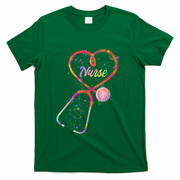 Cute Watercolor Nurse Heart Stethoscope T-Shirt - Green