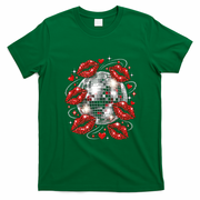 Disco Ball Kissing Lips 80s Retro Party T-Shirt - Irish Green