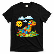 Dinosaur Brick Master Builder Block Building Builder T-Shirt - Black