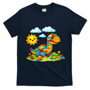Dinosaur Brick Master Builder Block Building Builder T-Shirt - Navy Blue