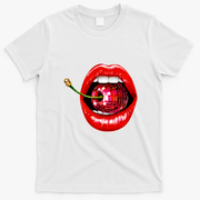 Disco Cherry In Red Lips Retro 80s Party T-Shirt - White