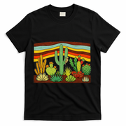 Desert Cactus Western Retro T-Shirt - Black