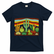 Desert Cactus Western Retro T-Shirt - Navy