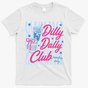 Dilly Dally Club Membership Retro T-Shirt - White