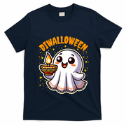 Diwalloween Diwali Halloween Fun Boo Ghost Lantern Deepavali T-Shirt - Navy Blue