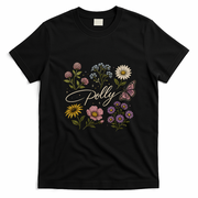 Dolly Floral Butterfly Flowers T-Shirt - Black