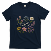 Dolly Floral Butterfly Flowers T-Shirt - Navy Blue