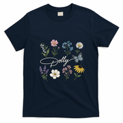 Dolly Fan Floral Art Print Inspired T-Shirt - Navy Blue
