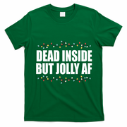 Dead Inside But Jolly AF Funny Christmas T-Shirt - Irish Green