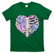 Dead Inside Pink Skeleton Chest Crow Heart Roses Halloween Gift T-Shirt - Irish Green
