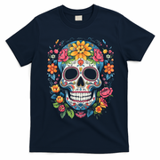 De Los Muertos Day Of The Dead Sugar Skull Halloween T-Shirt - Navy Blue
