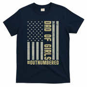 Dad of Girls Outnumbered Patriotic Graphic Clothing T-Shirt - Navy