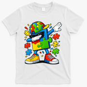 Dabbing Puzzle Autism T-Shirt - White
