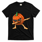 Dabbing Pumpkin With Glasses Halloween Pumpkin Dabbing Dab Gift T-Shirt - Black