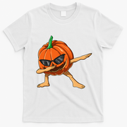 Dabbing Pumpkin With Glasses Halloween Pumpkin Dabbing Dab Gift T-Shirt - White
