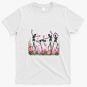 Dancing Skeletons Breast Cancer Awareness T-Shirt - White