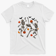 Dancing Skeleton Creepy Halloween Fall Autumn Season T-Shirt - White