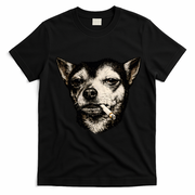 Dog Smoking Cigarette Funny Chihuahua T-Shirt - Black