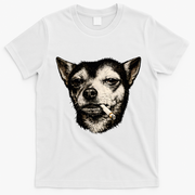 Dog Smoking Cigarette Funny Chihuahua T-Shirt - White