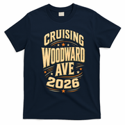 Detroit Steel Timeless Soul: 2026 Crusing Woodward Ave M1 Front & Back T-Shirt - Navy Blue