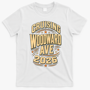 Detroit Steel Timeless Soul: 2026 Crusing Woodward Ave M1 Front & Back T-Shirt - White