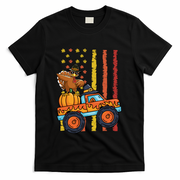 Dabbing Turkey Pumpkin Truck Autumn Usa Flag Thanksgiving Gift T-Shirt - Black