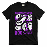 Domestic Violence Is Boo Sheet Ghost Purple Ribbon Halloween T-Shirt - Black
