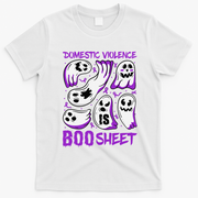 Domestic Violence Is Boo Sheet Ghost Purple Ribbon Halloween T-Shirt - White