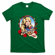 Dolly Western Country Music Floral Tribute Memorial T-Shirt - Irish Green
