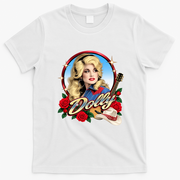 Dolly Western Country Music Floral Tribute Memorial T-Shirt - White
