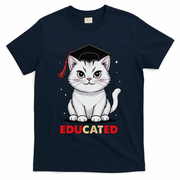 Educated Cat Graduation Cap Last Day Of School T-Shirt - Navy