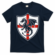 England Dragon Crest Shield Red Cross Emblem T-Shirt - Navy Blue