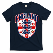 England English Flag Crest Soccer Fan T-Shirt - Navy Blue