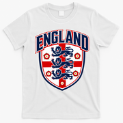 England English Flag Crest Soccer Fan T-Shirt - White