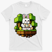 Easter Gamer Bunny Pixel Rabbit T-Shirt - White